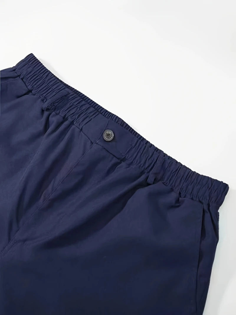 Men's Casual Fashion Pants 100% Polyester Fiber Long Trousers Comfortable Loose Fit Basic Solid Color for Daily Wear