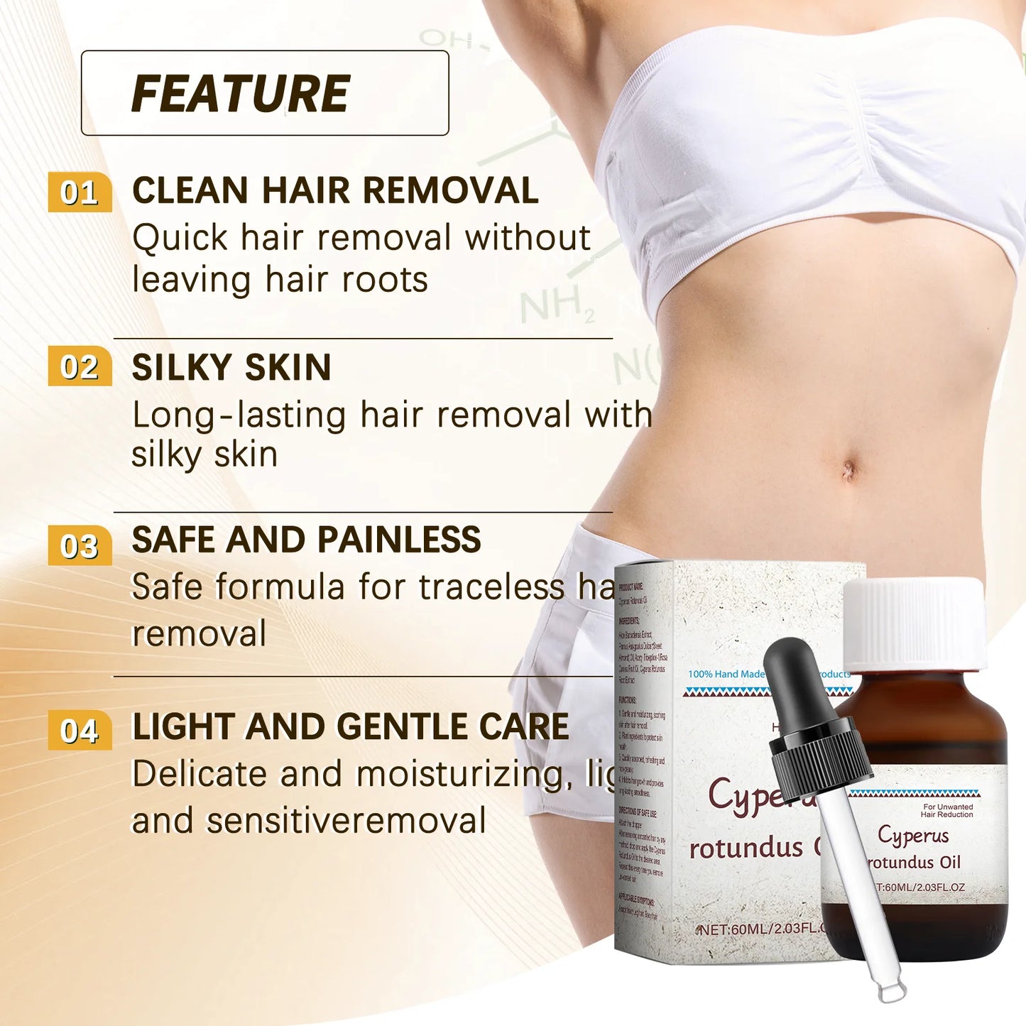 Cyperus Rotundus Oil Body Hair Remover Oil For Armpit Legs Arms Hair Growth Inhibitor Skin Care Body Soothes Moisturizing Oil