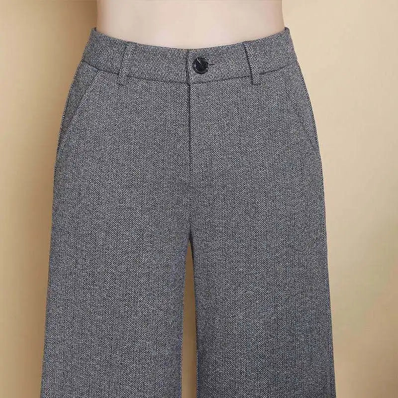 New Wool Wide-leg Women's High Waist Thickened Loose Casual Long Straight Suit Pants