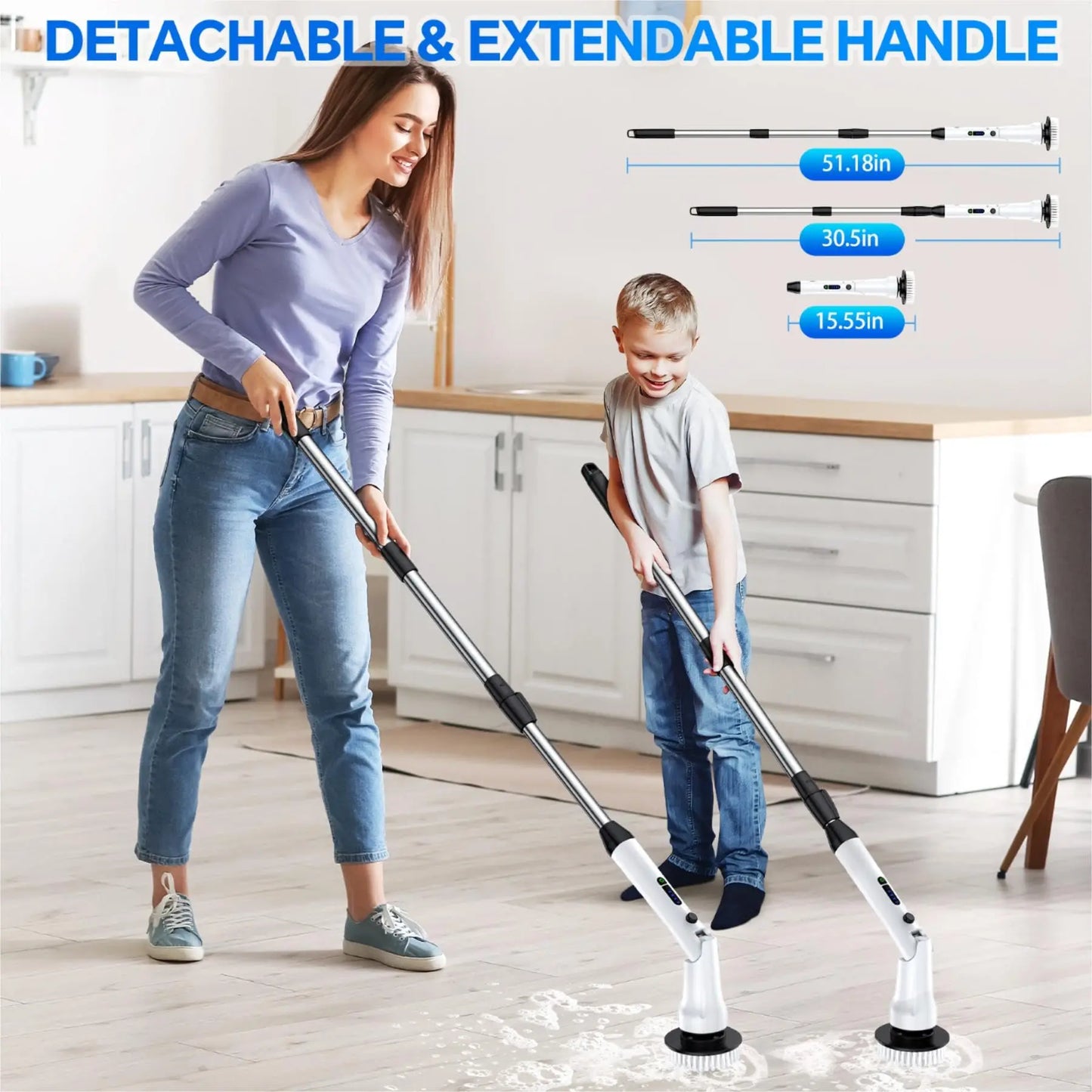 Handheld Cleaning Brush Cordless Dish Washing Gun Wireless Power Electric Spin Scrubber Brush Heads for Kitchen