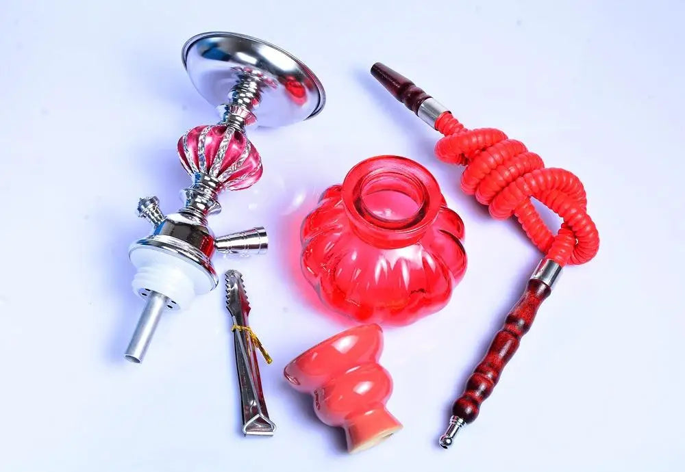 Glass Hookah Set with Ceramic Shisha Bowl Imitation Leather Hose Metal Charcoal Tongs Accessories Chicha Narguile Sheesha Set