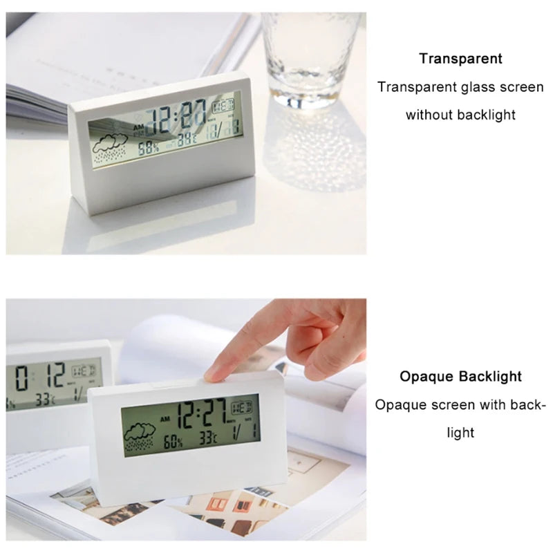 LED Thermometer Thermo-Hygrometer Multifunction Electronic Temperature Humidity Meter Weather Station for Home With Alarm Clock
