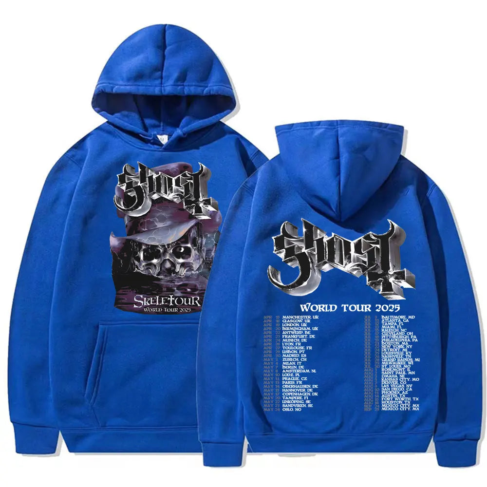 Band Ghost Skeletour World Tour 2025 Merch Hoodie Men Women Fashion Hip Hop Cool Sweatshirt High Quality Hoodies Streetwear Tops