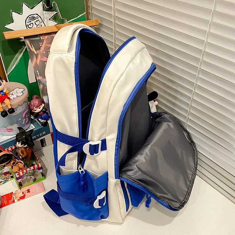 College Style Color Blocked Student School Bags Lightweight Large Capacity Multi-layer Storage Computer Backpack Campus Travel