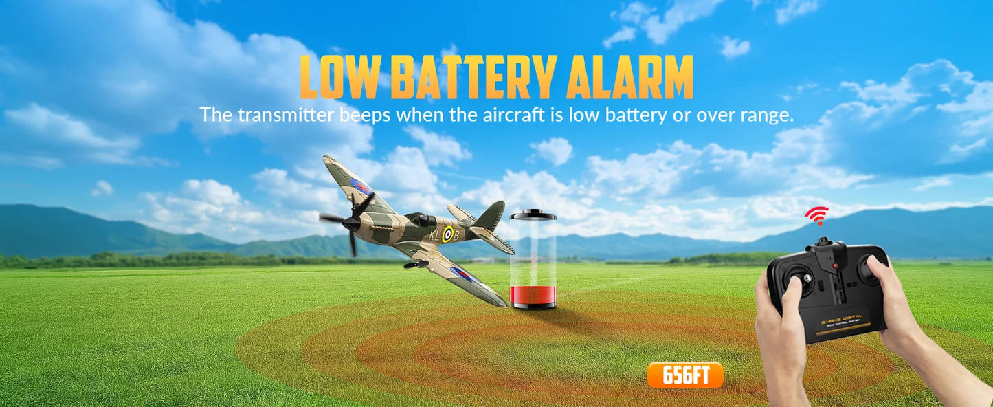 Volantexrc 3CH Spitfire RC Plane 2.4G Gyro Stabilizer 400MM 400MM Fixed Wing EPP Foam Airplane RTF Fighter for Boys Children ﻿