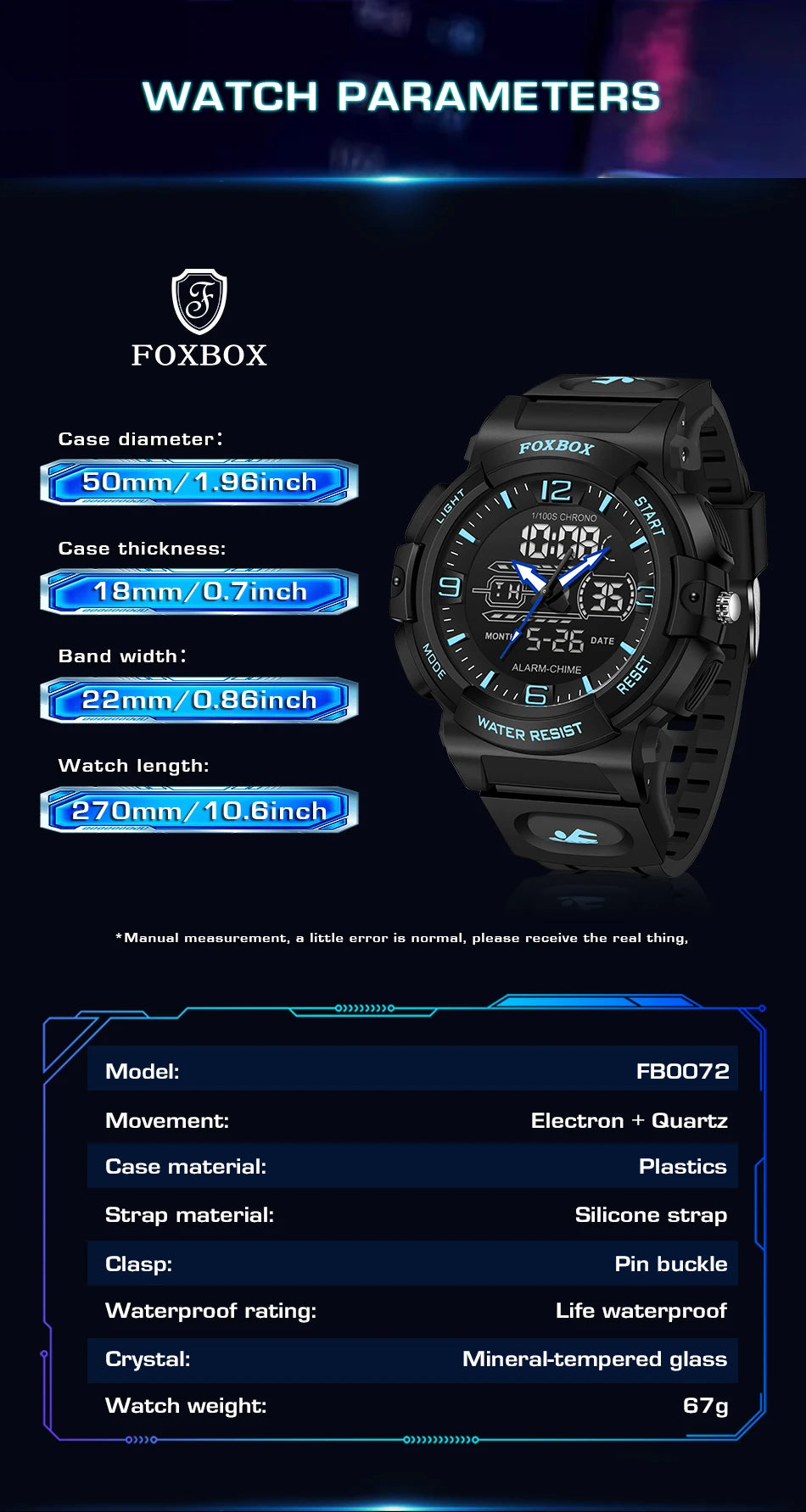 LIGE New Watches For Men 50M Waterproof Clock Alarm reloj hombre LCD Dual Display Wristwatch Quartz Military Sports Mens Watches