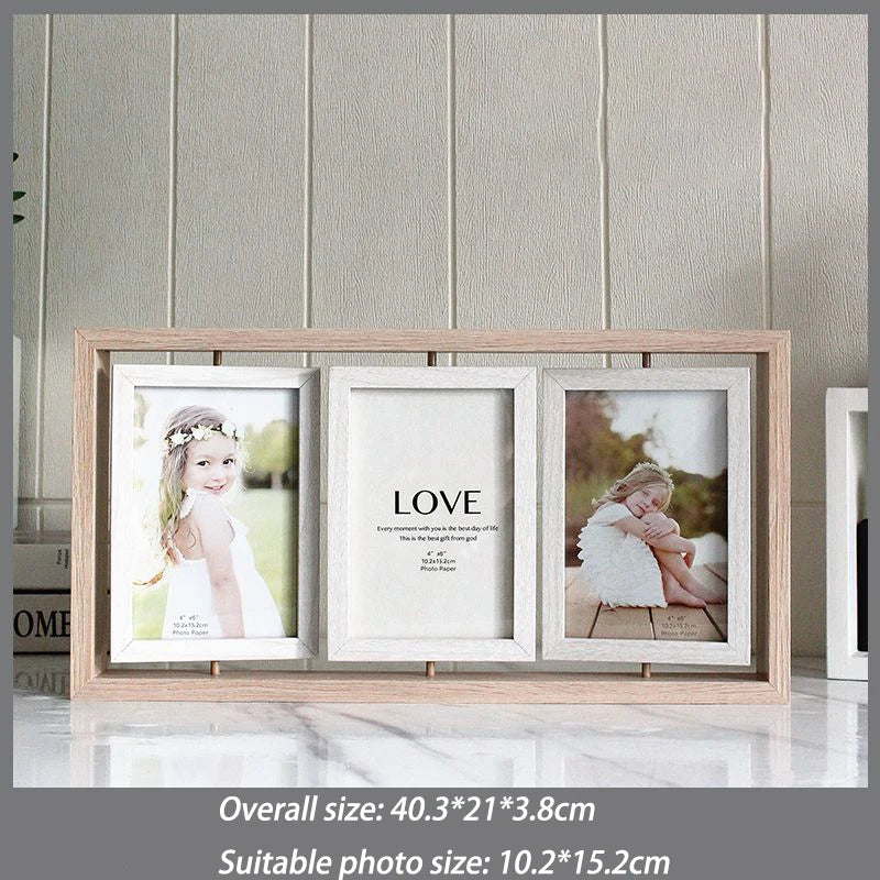 Picture Frames 4x6 Rotating Family Photo Frame,Office Desk Decor Wedding Gift, Floating Double-Sided Glass Tabletop Standing