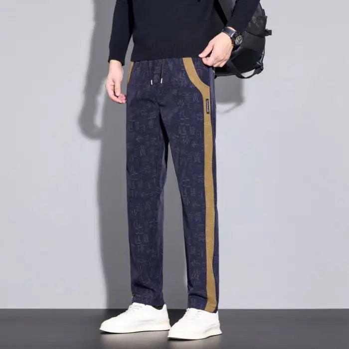 Men's Casual Pants Are Trendy and Versatile Straight-leg Pants with Printed Anti-wrinkle Features for Men in Autumn and Winter