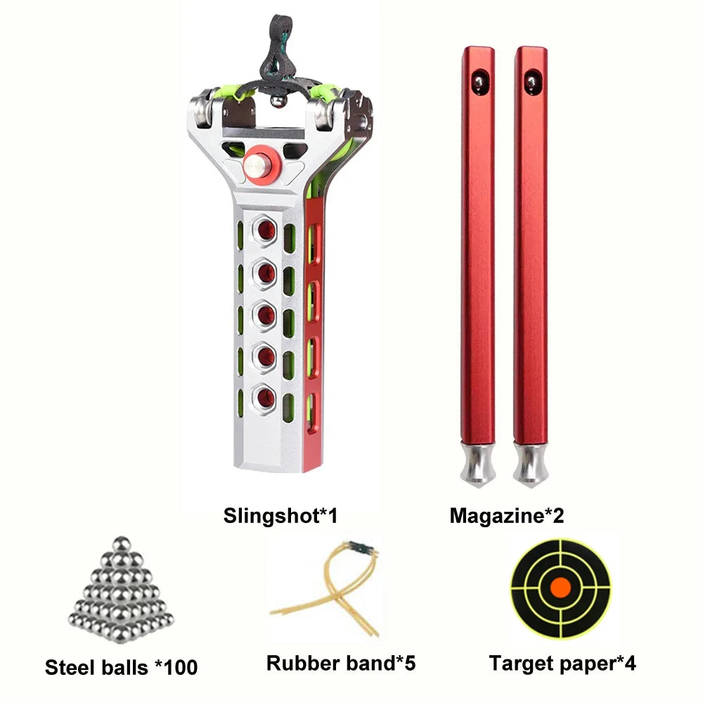 G5 Slingshot:two Automatic Slingshot Capable of Firing Multiple Rounds of All-Metal Beads in Rapid Succession Using a Rubber Ban