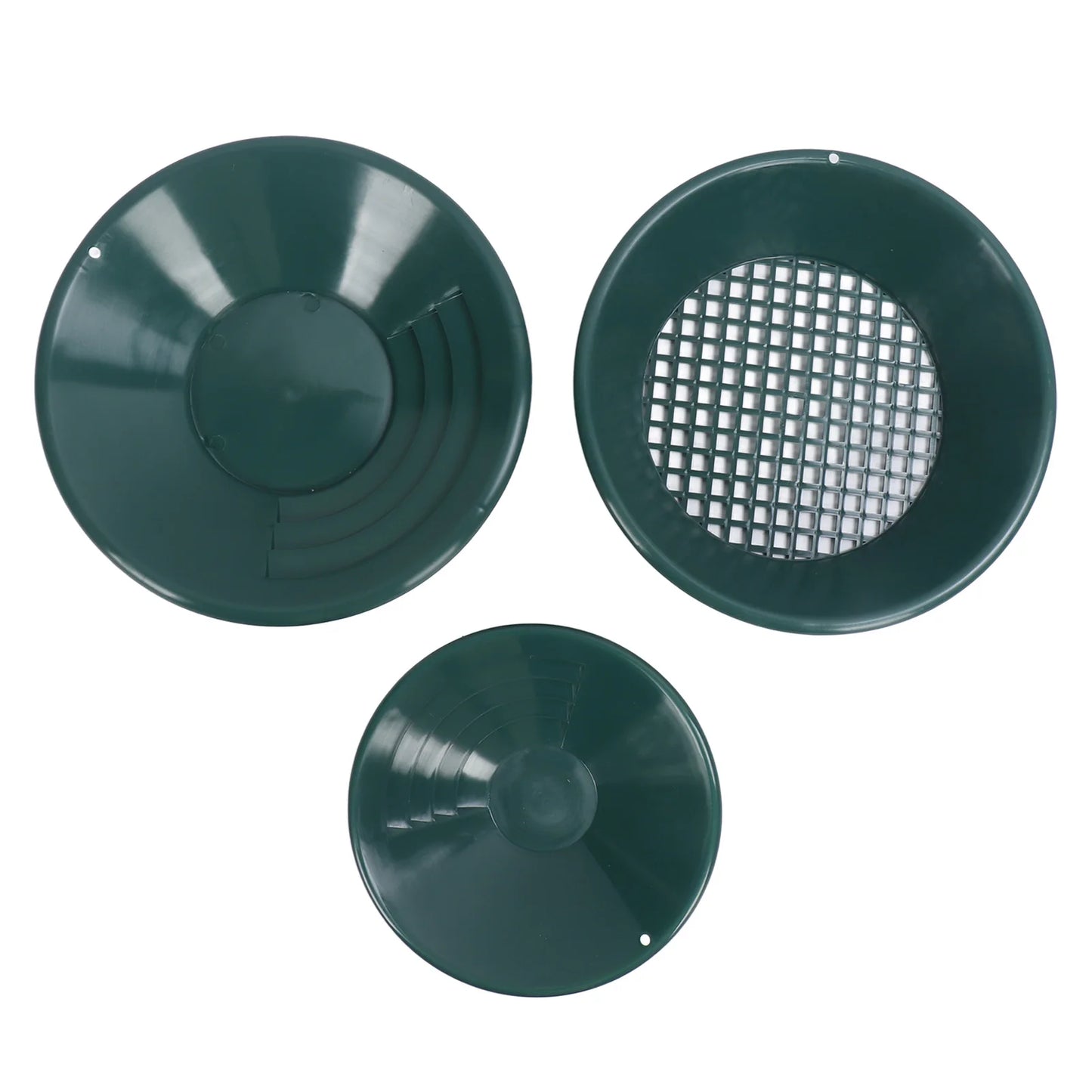Gold Panning Pan ABS Plastic 90 Degree Rifling Design Round Gold Pan Kit Lightweight Green for Mineral Extraction