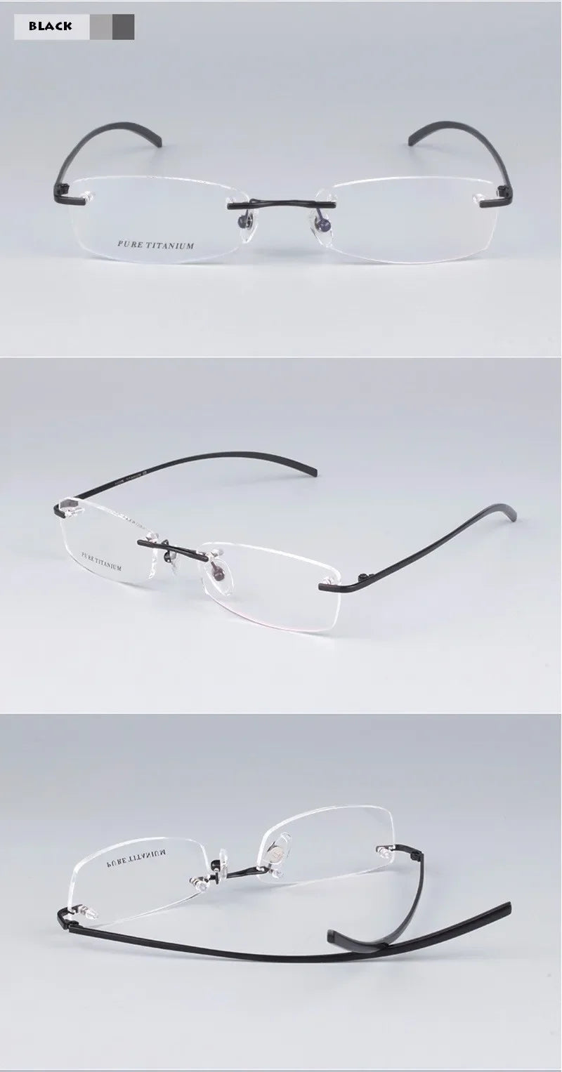 Chashma Unisex Glasses Eyewear Frames Titanium Rimless Glasses Frames Female Male Optical Spectacles