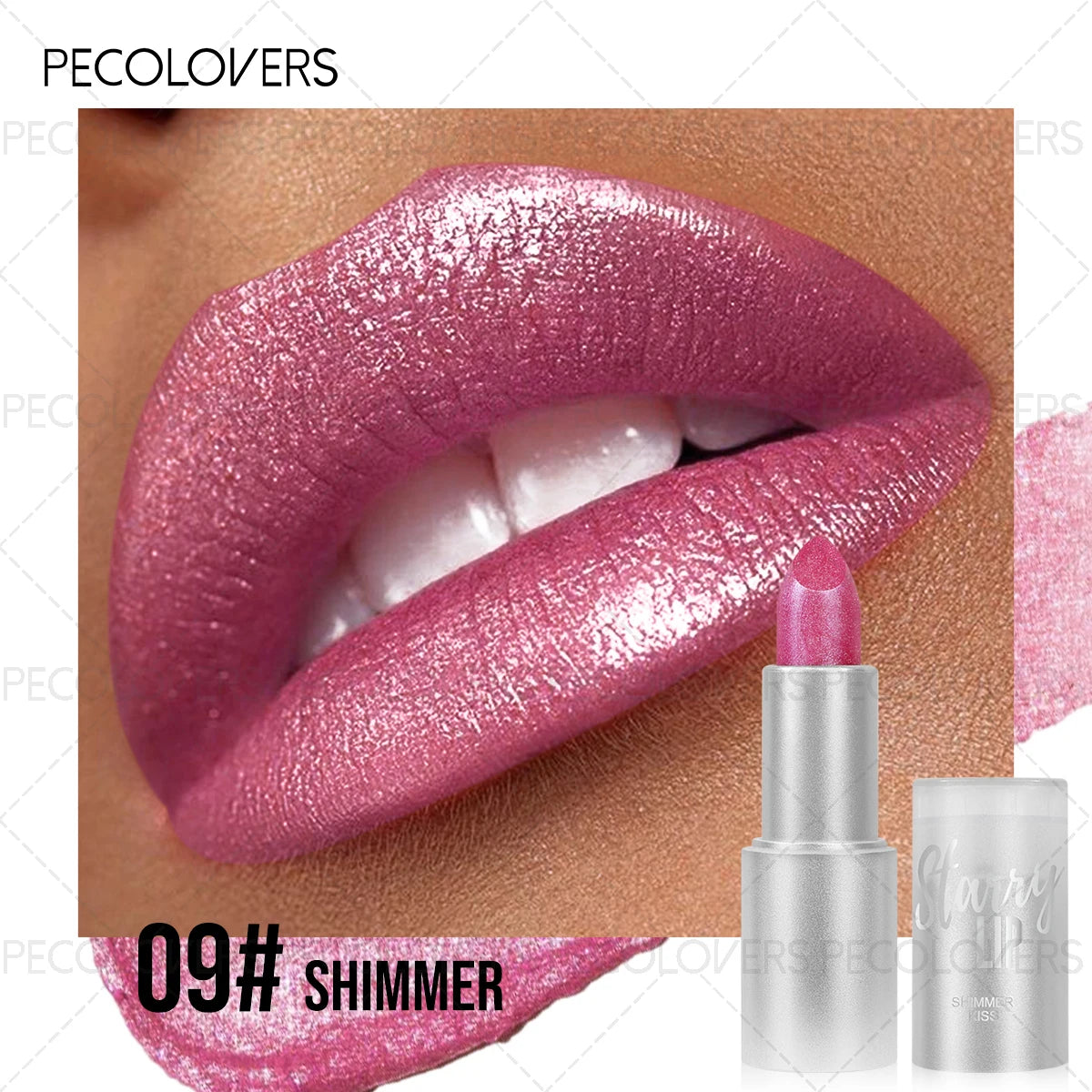 1pc Sparkling Pearlescent Lipstick,  Long-Lasting, Shimmering Glitter Finish, Ideal for Music Festivals & All Skin Types