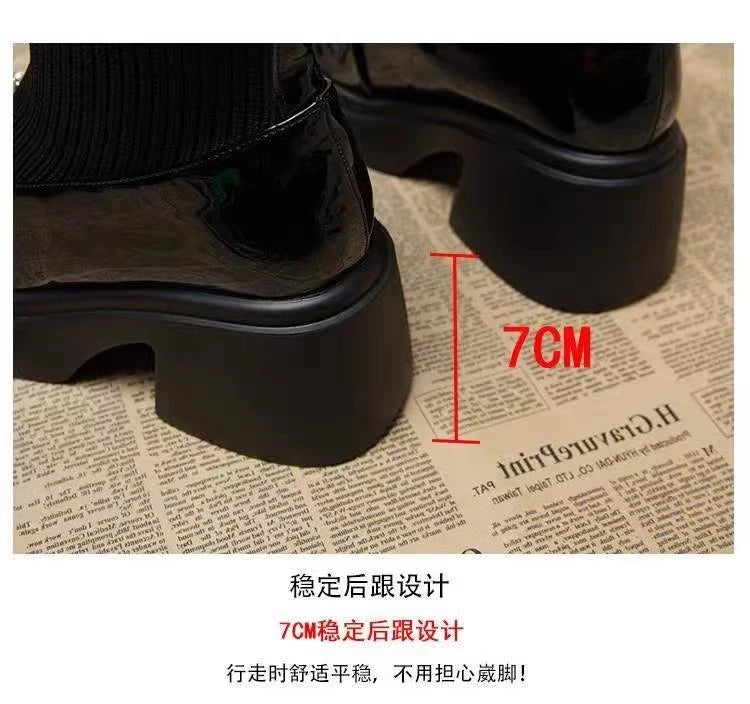 Booties for Women Autumn and Winter 2025 New Velvet High Heel Foreign Style Skinny Boots Small Person Thick Heel Platform Sole