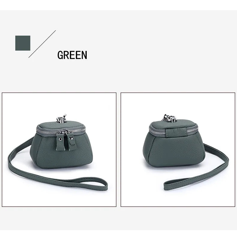Ladies Genuine Leather Cosmetic Bag Fashion Cosmetic Case Makeup Bag Women Clutch Mini Toiletry Bag Cosmetic Pouch with Lanyard