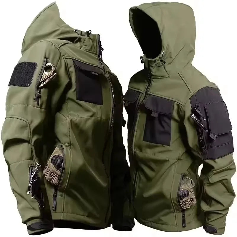 New Autumn WinterTactical Jackets Men Military Soft Shell Waterproof Windproof Hooded Jacket Outdoor Functional Multi-pockets