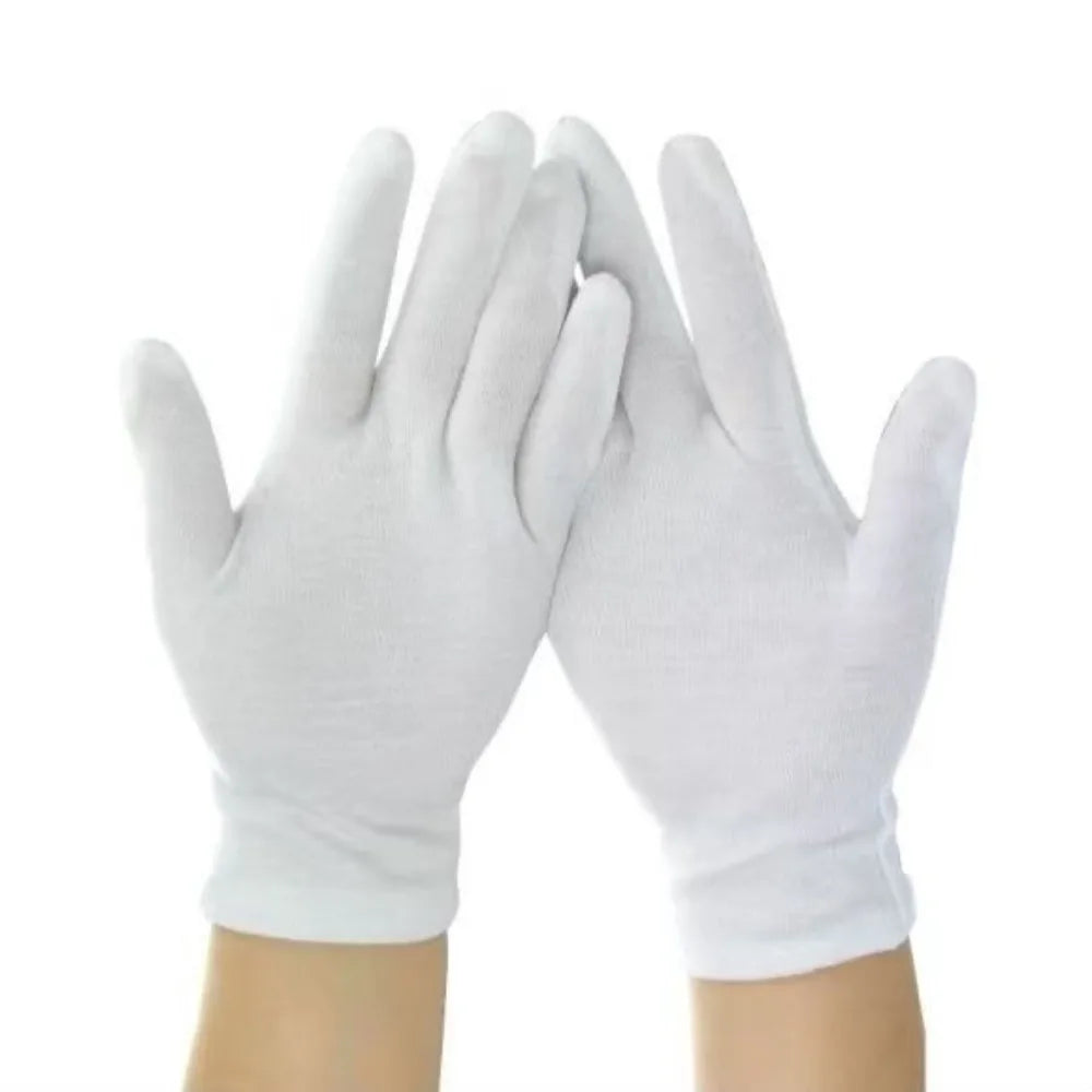 5Pair White Cotton Gloves Full Finger Men Women Waiters/drivers/Jewelry/Workers Mittens Sweat Absorption Gloves Hands Protector