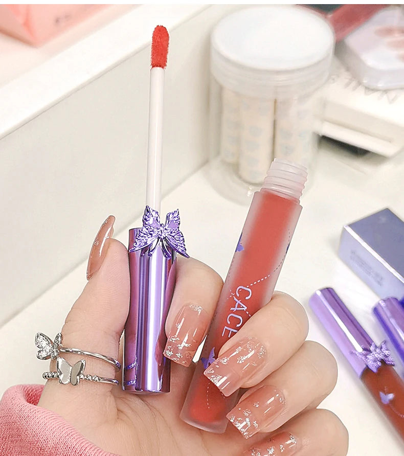 6 Colors Sexy Red Liquid Lipstick Moisturizing Lip Glaze Tint Long Lasting Matte Lip Mud Waterproof Velvet Lipstick Lips Makeup