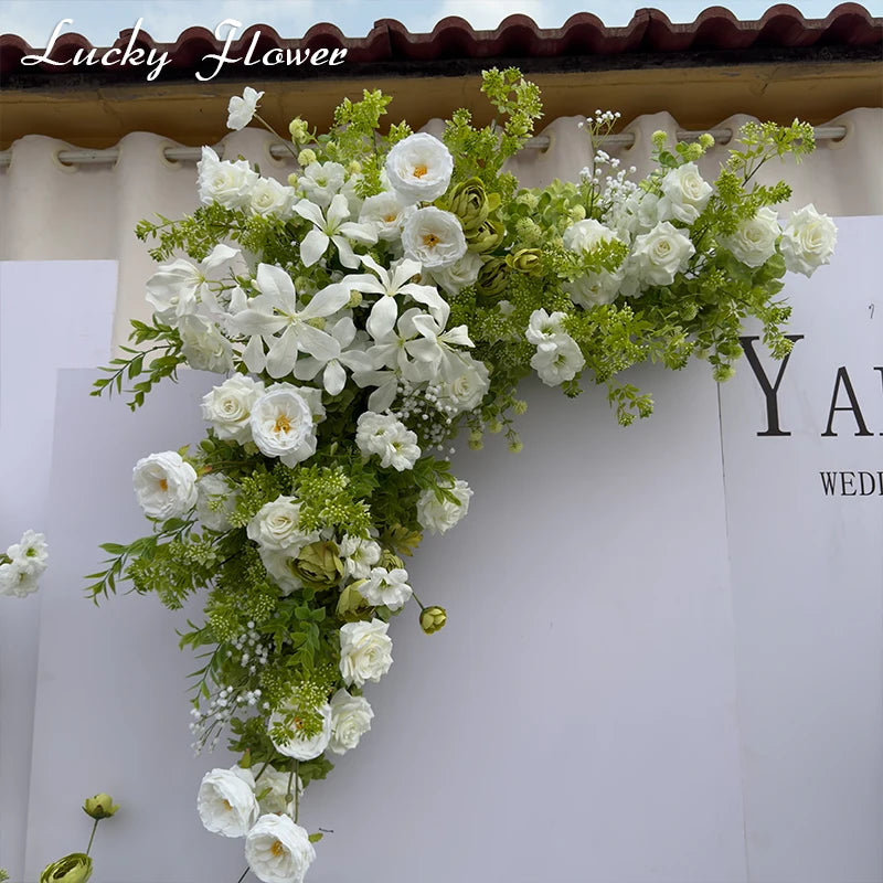 White Green Flowers Wedding Decoration Artificial Flowers Floral Backdrop Arrangement Hang Flower Row Road Lead Flower Ball