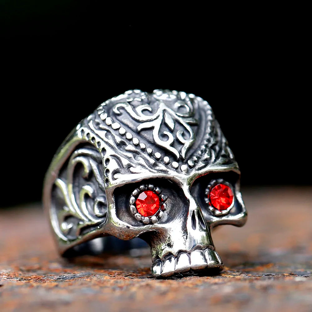 Men's Calvarium Skull hand Ring Gothic 316L Stainless Steel Biker Anel Motorcycle Band jewellery Gift free shipping