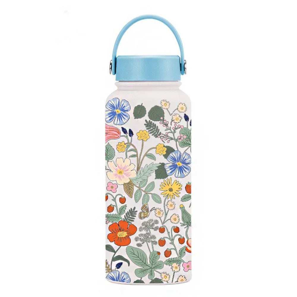 Gift INS Insulated Water Bottle 1L Portable Outdoor Insulated Mug Leak-proof Large Capacity Thermal Water Bottle Office