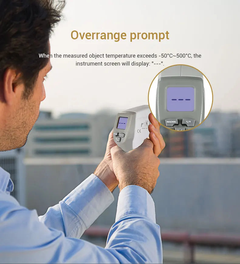 Industrial Laser LCD Digital IR Infrared Thermometer Temperature Meter Point -50-500 Degree Non-Contact Thermometer Pyrometer