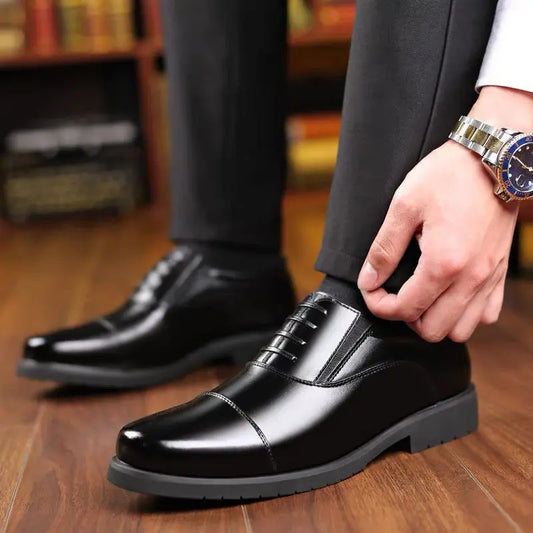Men's Business Leather Shoes Trendy Slip-on Formal Shoes Men 2025 New Office Derby Shoes for Men Black Leather Social Shoe Male