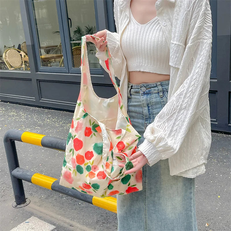 Women's Bag  Cotton Vest Fresh And Artistic Single-shoulder Bag Canvas Large-capacity Daily Handbag Pink Color Simple Fashion