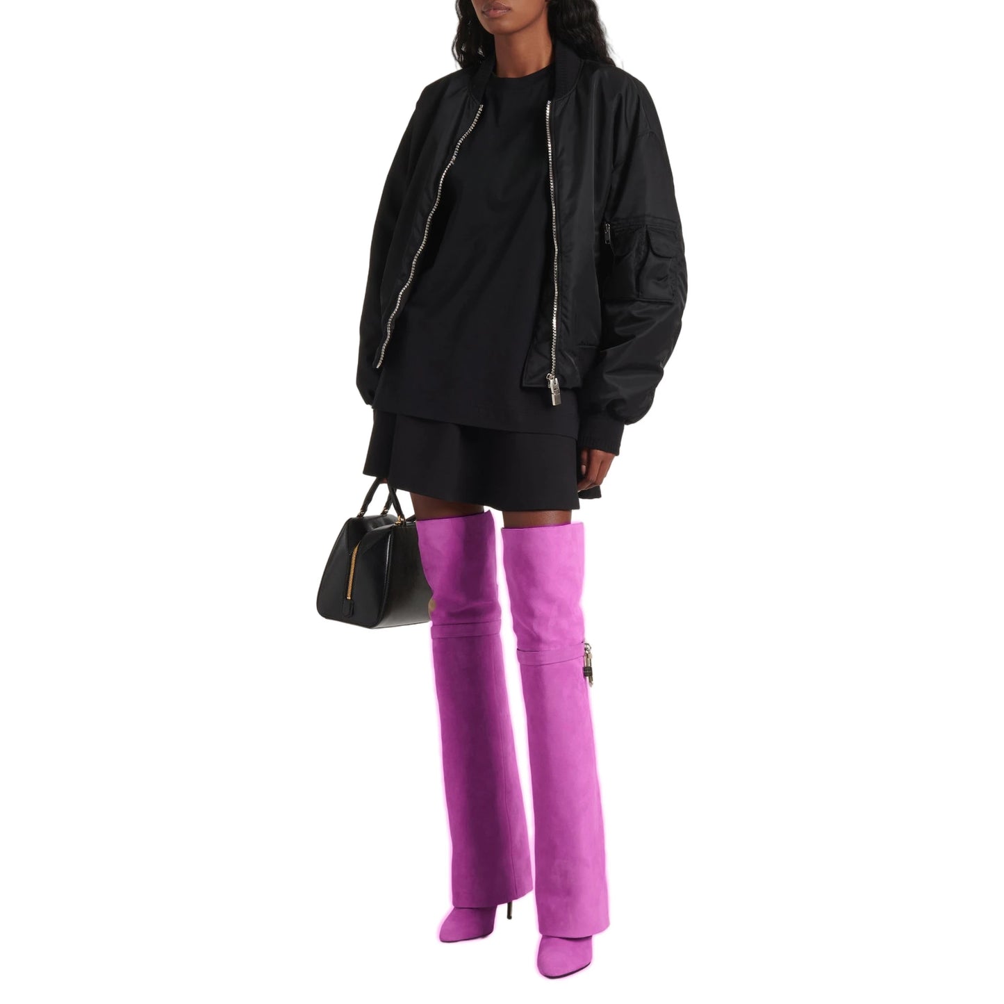 European and American women's fashionable large round toe over knee boots, slim high heels, shark button pants, long boots