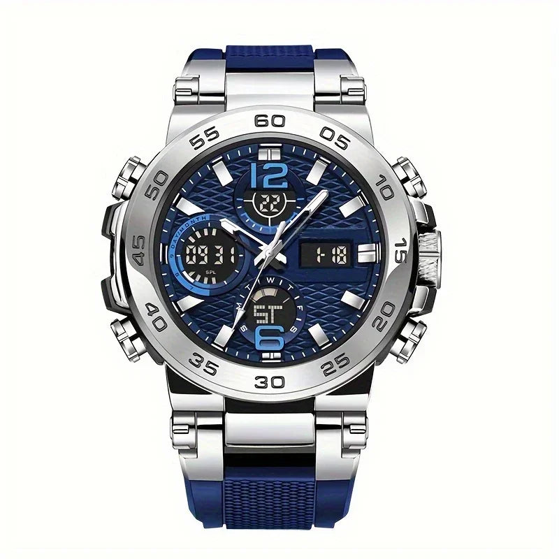 New Watches For Men Waterproof Clock Alarm reloj hombre LCD Dual Display Wristwatch Quartz Military Sports Mens Watch