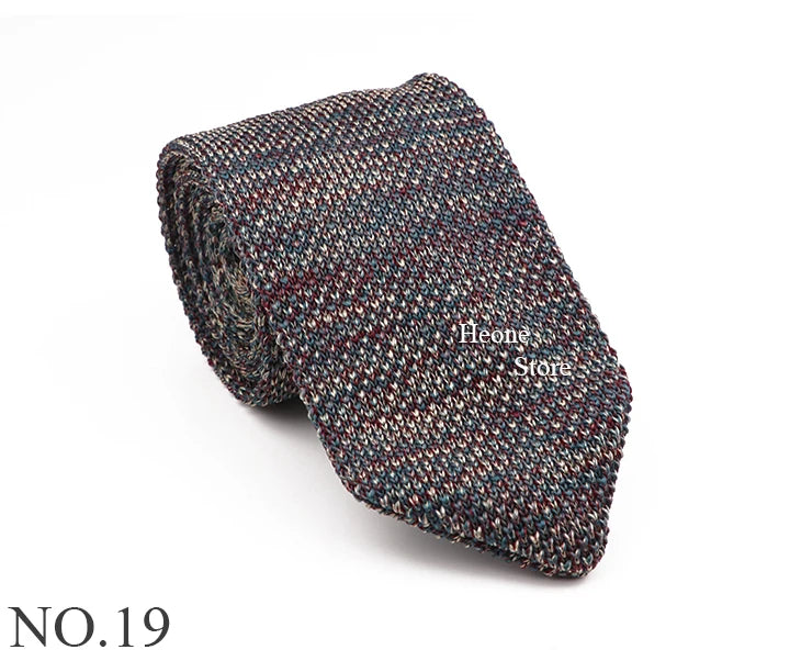 New Mens Knitted Ties Classic Striped Skinny Necktie For Business Wedding Party British Style Necktie Winter Neck Wear Accessory