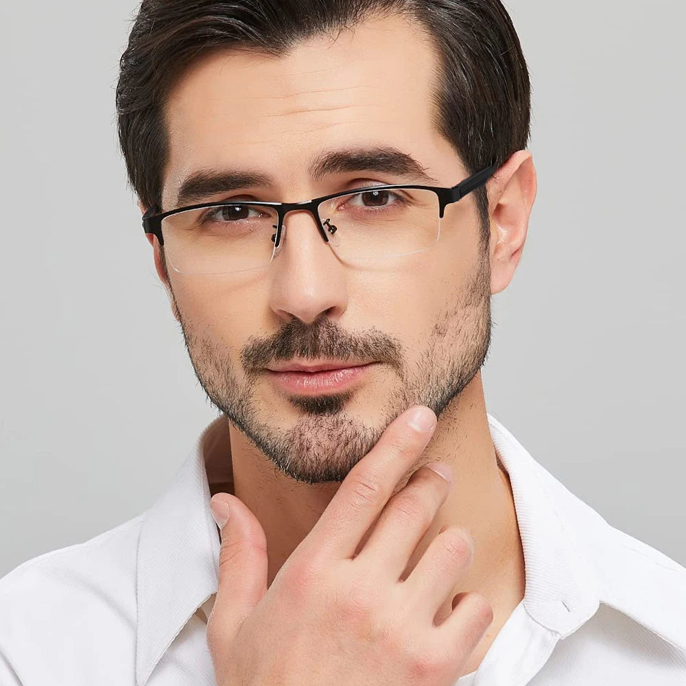 Reading Glasses for Men Women Alloy Eyeglass Frame Spring Hinge Glass Anti Glare Filter Lightweight Eyeglasses Quality Readers