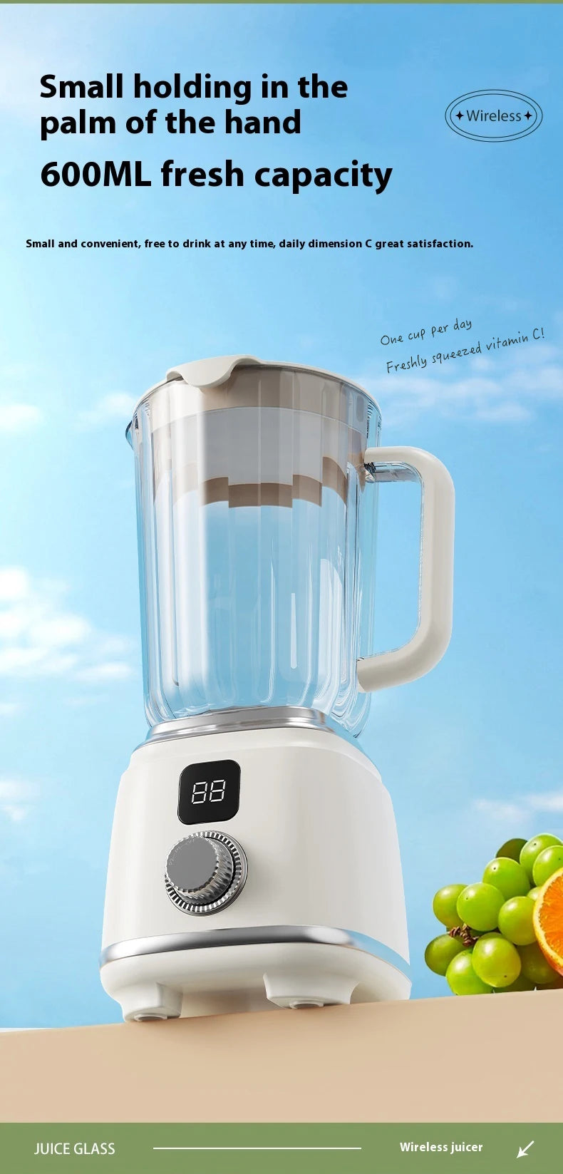 Portable Juicer Blender 600ml Electric Fruit Juicer USB Charging Lemon Orange Fruit Juicing Cup Smoothie Blender Machine