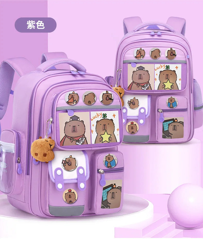 Capibara Student Schoolbag, Large-capacity Children Backpack.Girl Boy Kids Back To School Book Bags