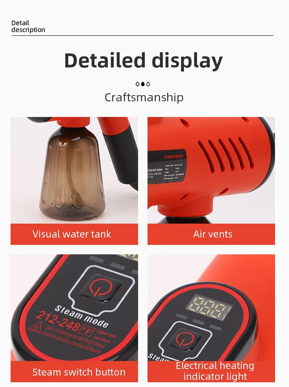 Handheld Steam Cleaner High-Pressure and High-Temperature Sterilization 1200W Household Air Conditioner Kitchen Hood Washer Gun