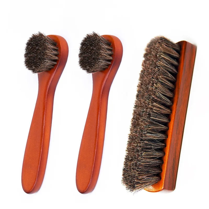 Horsehair Suede Polishing Brush Shoe Care Kit High Gloss Auto Seat Cleaner