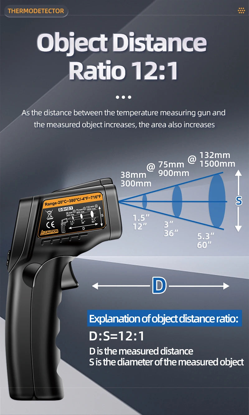 Infrared Thermometer Laser Temperature Gun -20℃~380℃  -4℉~716℉ Digital Ir Thermometer Temp Gun Heat Gun For Barbecue Cooking