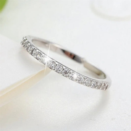 925 Sterling Silver Jewelry Shiny Zircon Women's Rings White Stacking Paired Ring Solid Bands Fine Minimalism Monaco