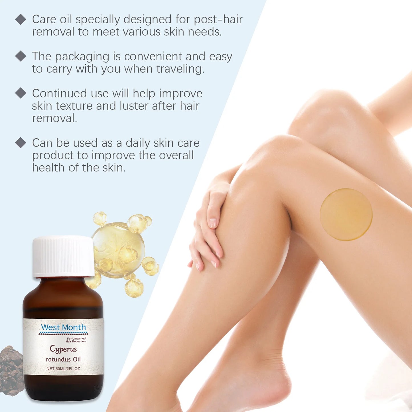 Cyperus Rotundus Oil Hair Removal Armpit Legs Arms Hair Growth Inhibitor Smoothing Repairing Moisturizing Nourishing Body Care