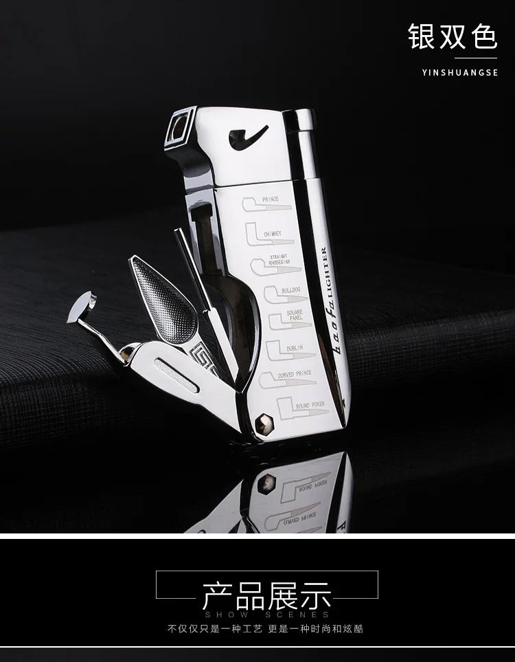 Butane Jet Lighter with Pipe Tool Pipe Rod Lighter Multifunction Gas Lighter Free Fire Compact Cigarette Accessories Cigar Man