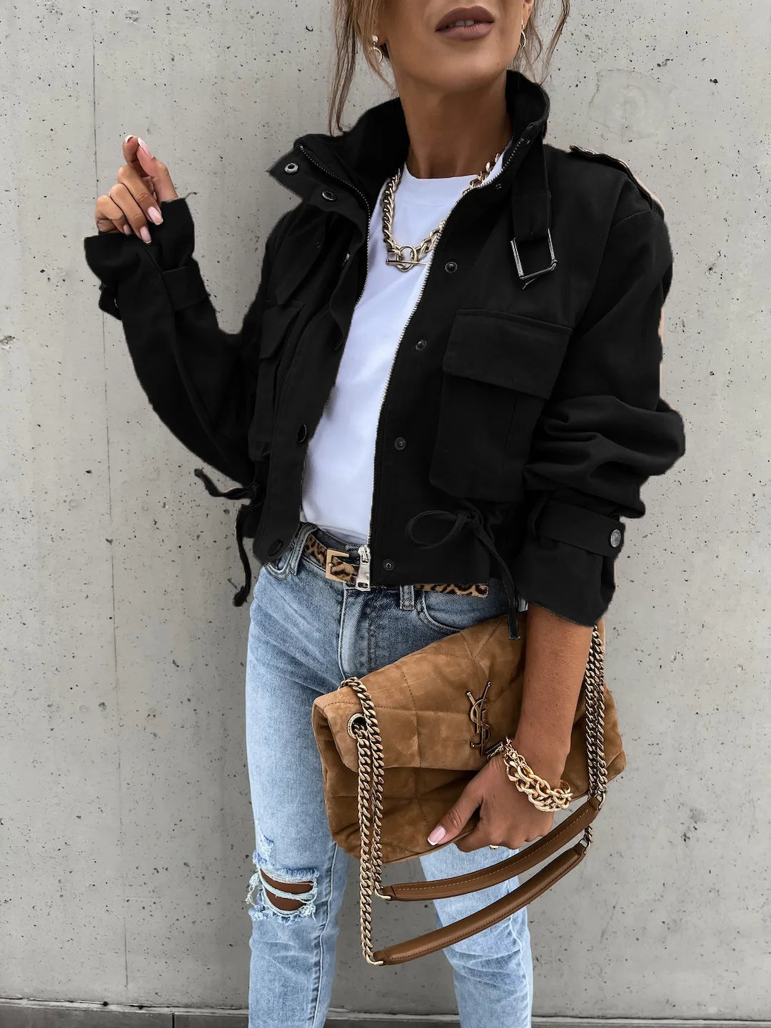 Winter Jacket Women 2025 Streetwear Long Sleeve Top Bomber Trending Products Clothes Coats Short Tooling Style Coat Women