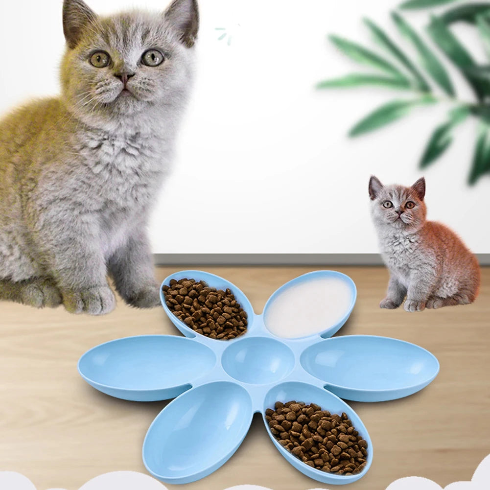 1 Pc Pet Dinner Plate 6-in-1 Pet Food Dog Bowl Anti-suffocation Flower-shaped Kitten Feeding Bowl Cat And Dog Automatic Feeder