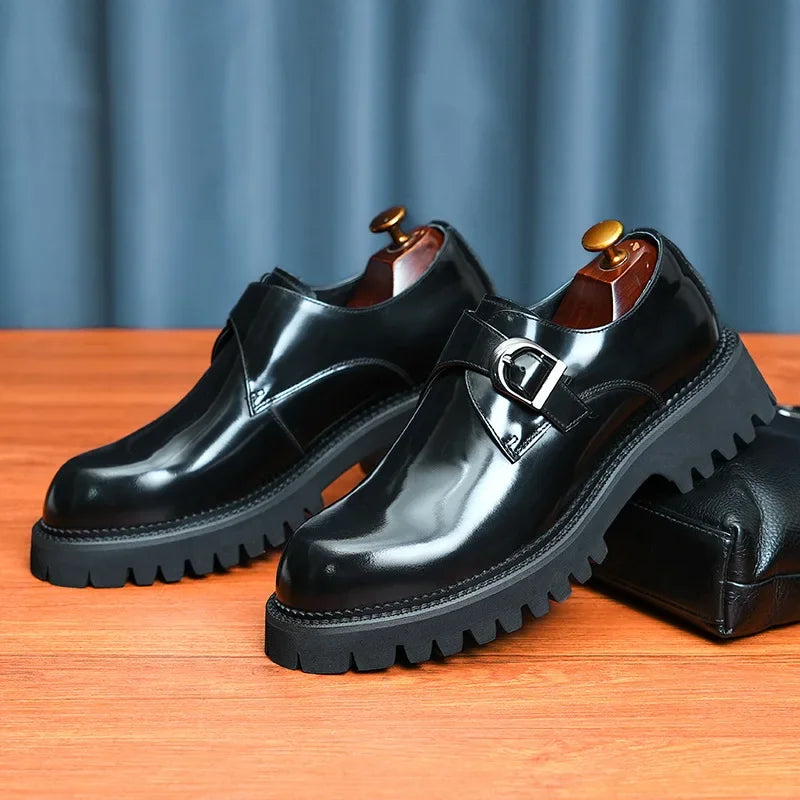 Italian Patent Leather Mens Dress Shoes Luxury Brand Handmade Fashion Platform Elegant Genuine Leather Wedding Oxfords Shoes Man