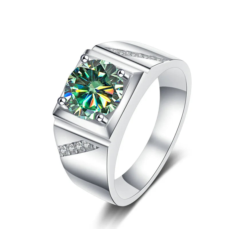 JoyceJelly Pure Silver 925 Jewelry For Men Luxury 1 Carat D Color Moissanite Ring S925 Simple Wedding Rings Platinum Plating