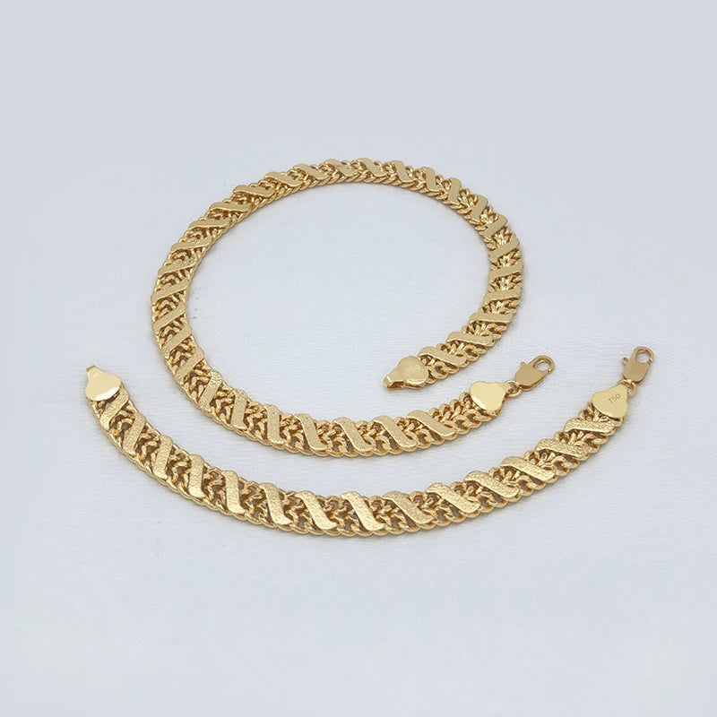 African Jewelry Big Set For Women Men Necklace Dubai Three Color Charm Bracelet Jewellery Xmas Daily Wear Party Gifts
