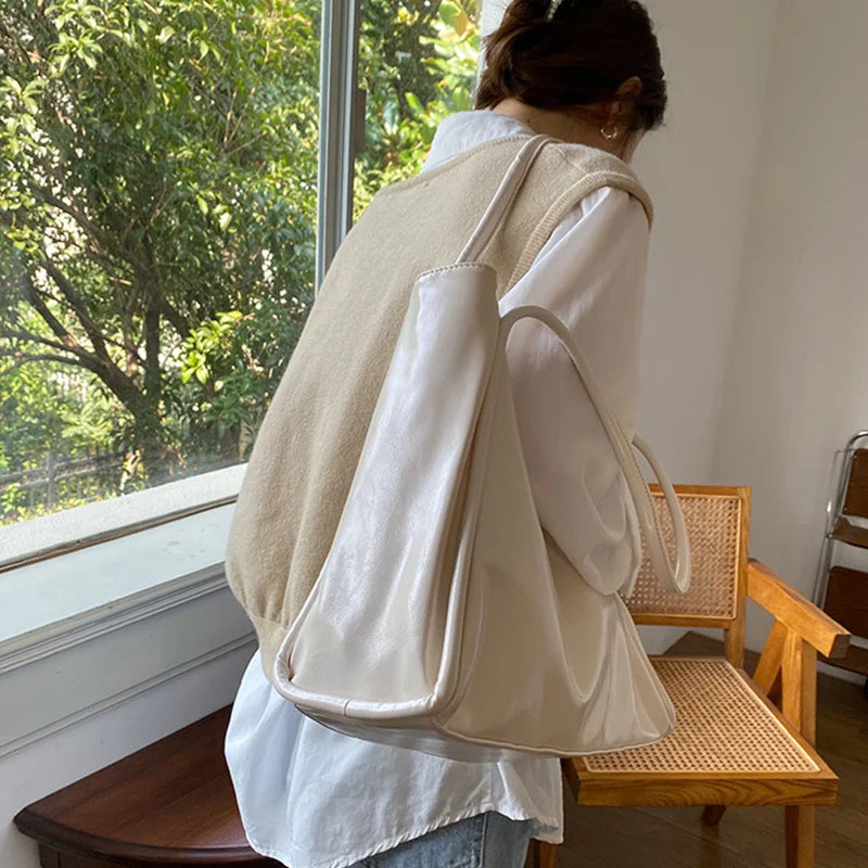 Women Tote Bag Fashion Underarm Pouch Large Capacity Soft Pu Leather Shoulder Bag Retro Crossbody Bag Casual Portable BucketBags