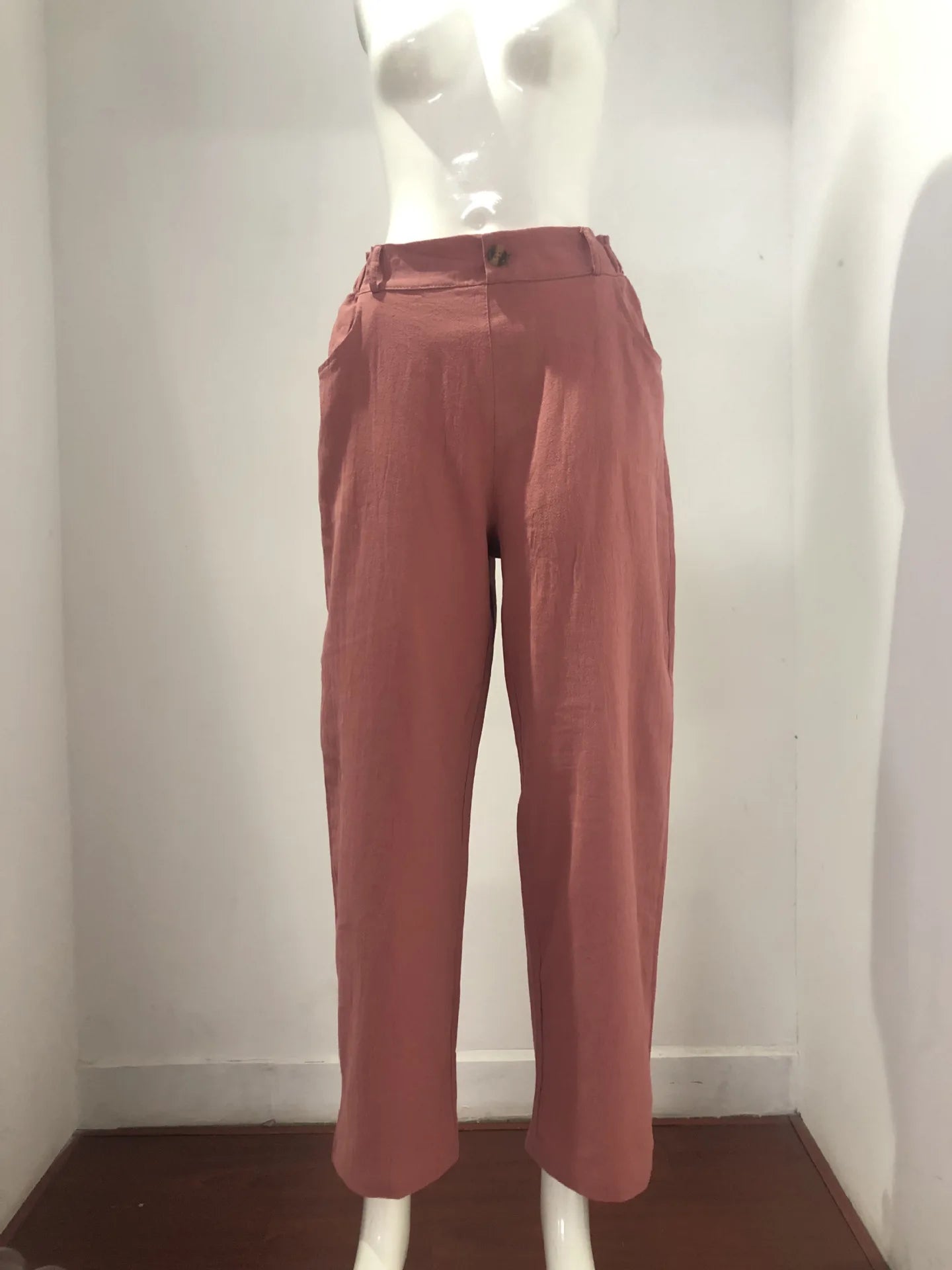 Summer 2024 new ladies cotton and linen straight tube cropped casual and comfortable simple women radish pants