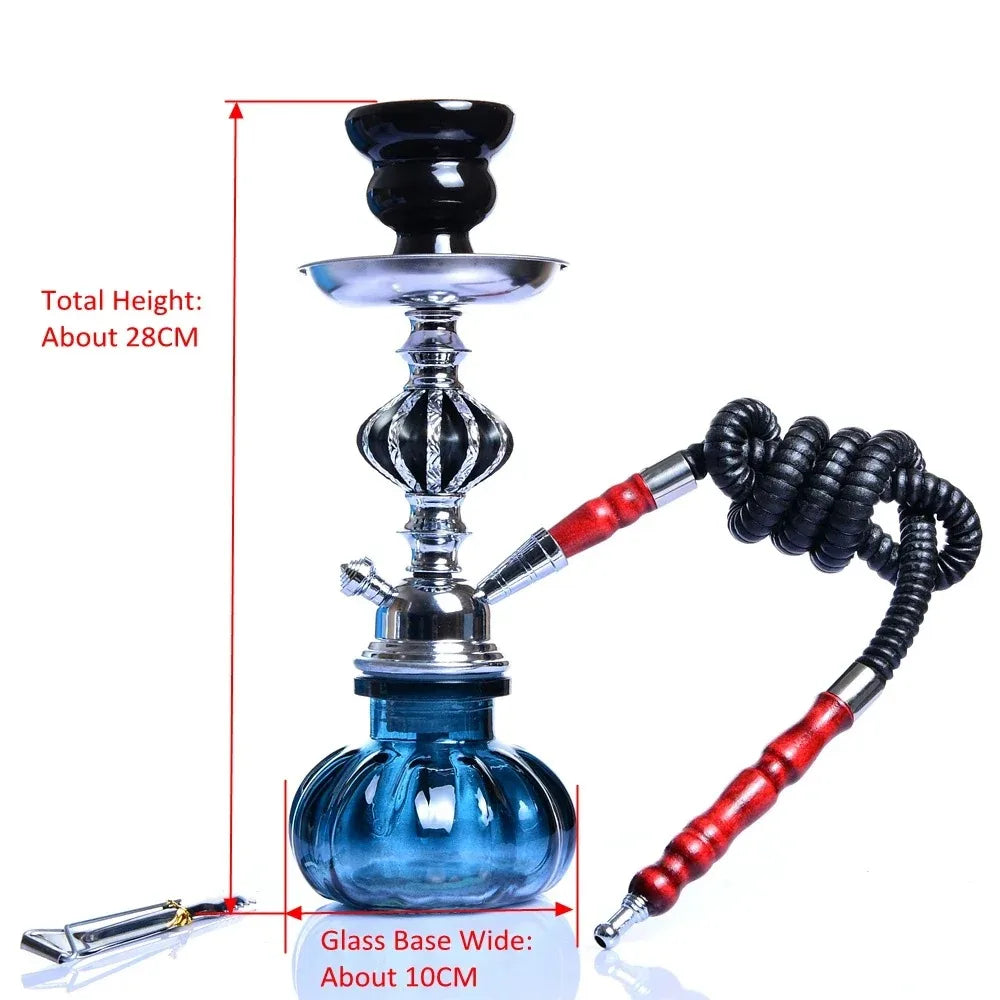 Glass Hookah Set with Ceramic Shisha Bowl Imitation Leather Hose Metal Charcoal Tongs Accessories Chicha Narguile Sheesha Set