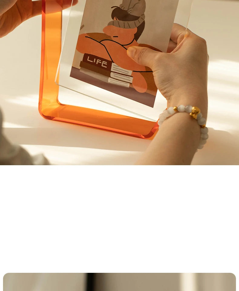 Acrylic Picture Frames Clear Picture Frames Acrylic  Frameless Transparent Cubes Floating Gift for Home Office Desktop Display