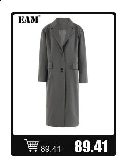 [EAM] Women Black Mesh Irregular Fish Spliced Big Size Blazer New Lapel Long Sleeve Jacket Fashion Spring Autumn 2026 CPG2902
