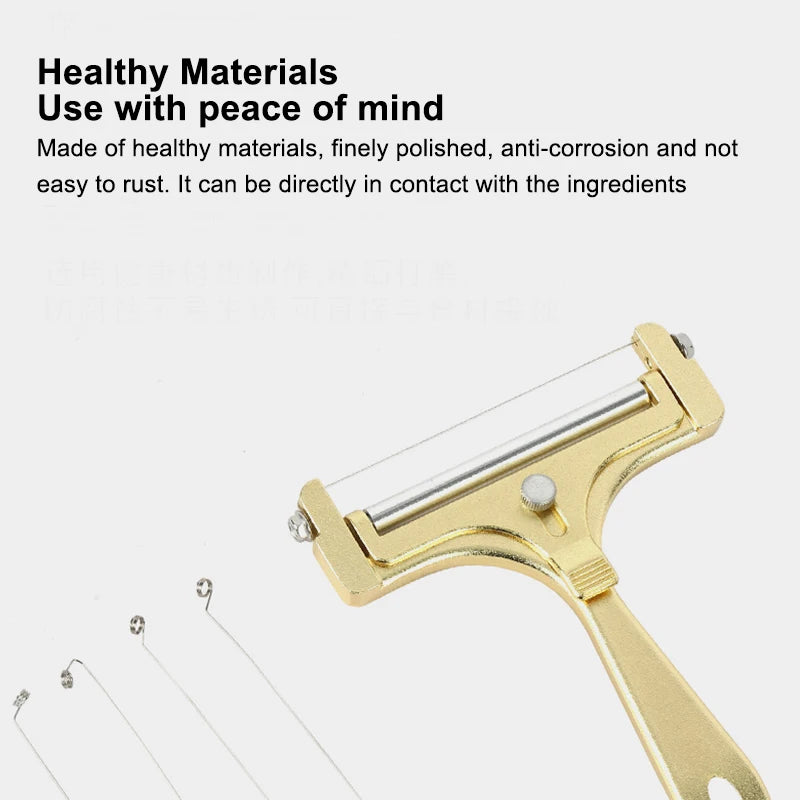 Cheese Slicer & Cheese Cutter - Adjustable Stainless Steel Wire Cheese Cutter With 4 Extra Wires